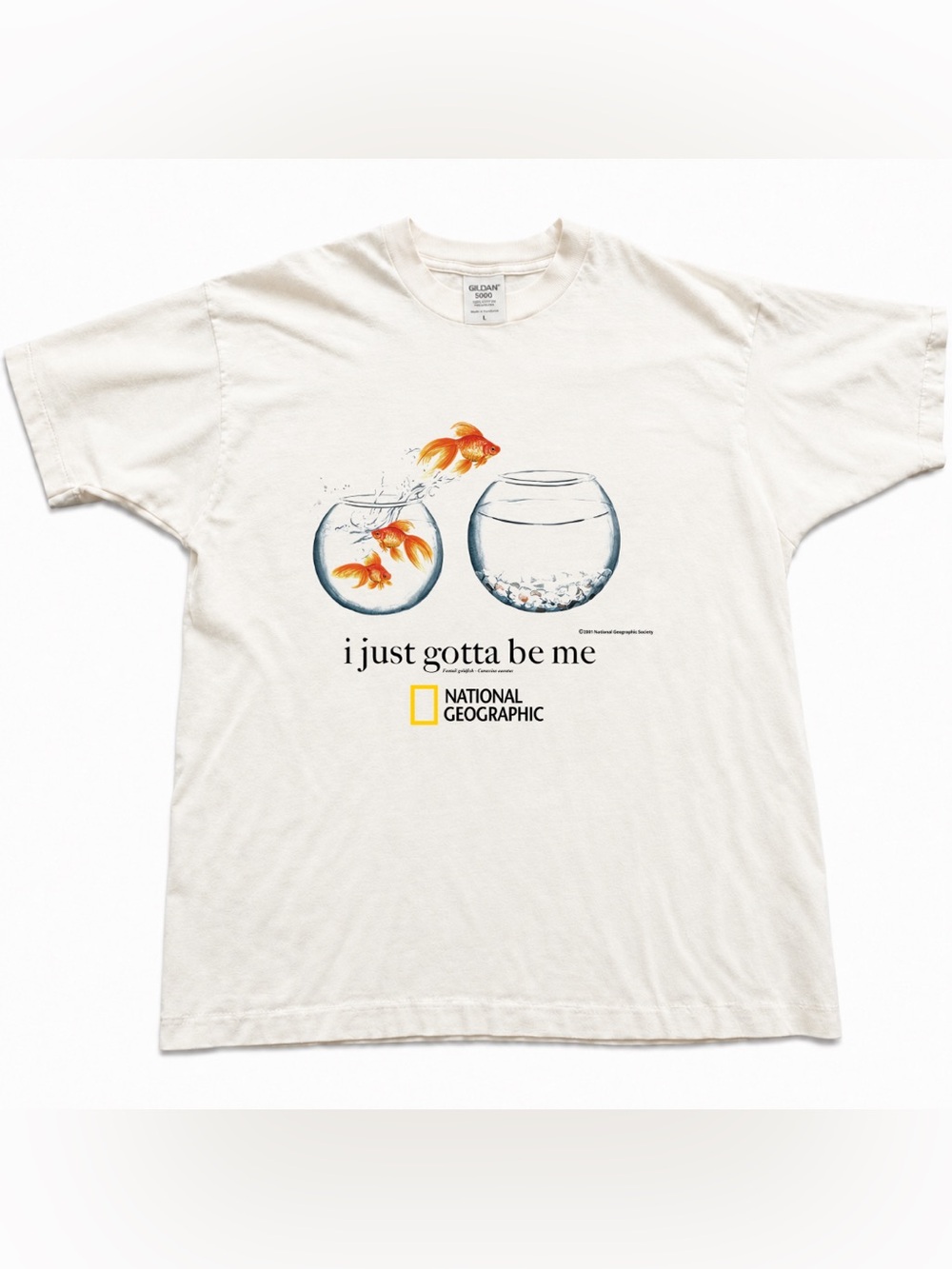 Gildan Cream Tee with Orange Goldfish Graphic